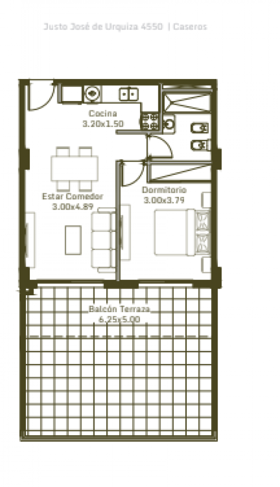 Departamento 2 Ambientes Contrafrente en Urquiza 4550, Caseros - Financiacion Disponible