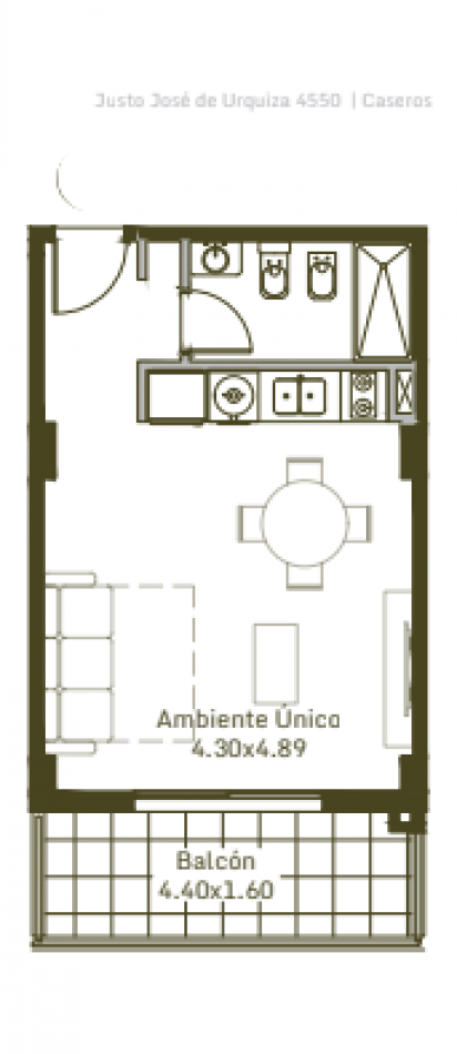 Departamento Ambiente Unico Frente en Urquiza 4550, Caseros - Financiacion Disponible